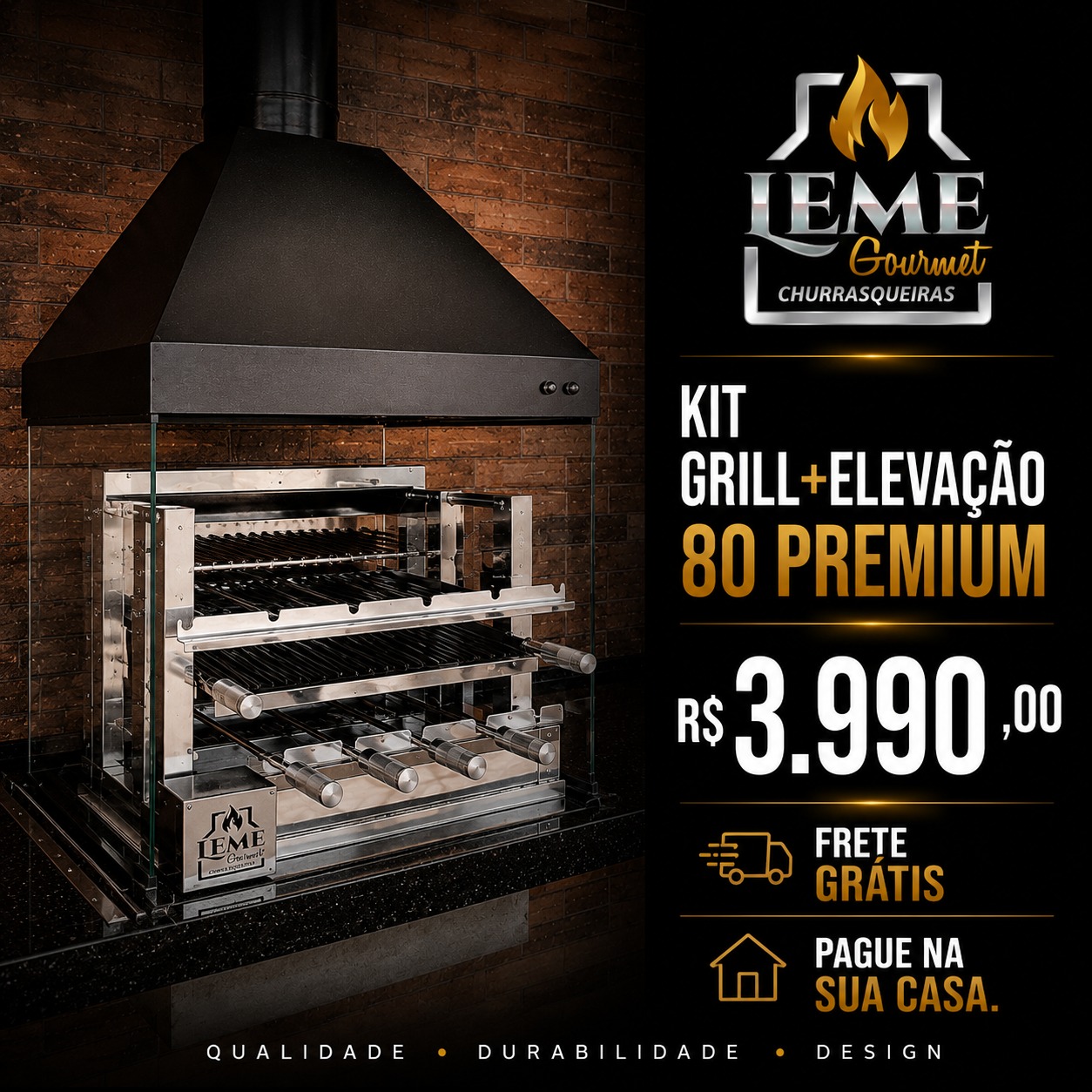 Kit Grill + Elevação 80 Premium — churrasqueira gourmet Leme